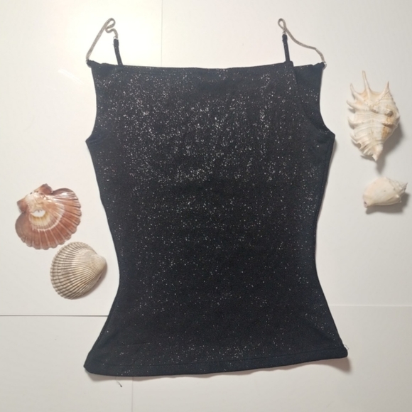 🌈 3/$30 Sparkly black Tank Top S - Picture 2 of 4